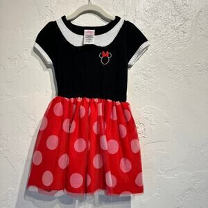 Disney Junior Minnie Mouse Size 4T Dress Tutu Polk Dots Park Fit Embroidered